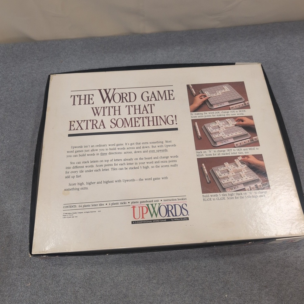 Milton Bradley Upwords 3D Word Game 1988 Vintage Board Game 4312 VG - Picture 5 of 6